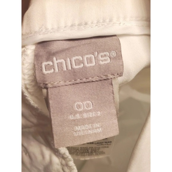 Chico's Women's White Slash Pockets Flat Front Straight Leg Cargo Pants 00 (2) - Picture 7 of 12